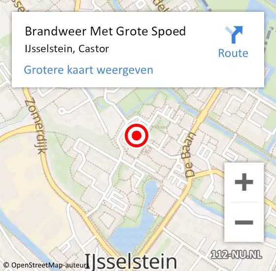 Locatie op kaart van de 112 melding: Brandweer Met Grote Spoed Naar IJsselstein, Castor op 22 november 2023 14:34