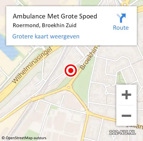 Locatie op kaart van de 112 melding: Ambulance Met Grote Spoed Naar Roermond, Broekhin Zuid op 22 november 2023 14:49