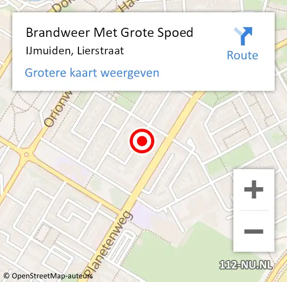 Locatie op kaart van de 112 melding: Brandweer Met Grote Spoed Naar IJmuiden, Lierstraat op 22 november 2023 14:51