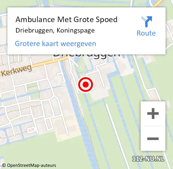 Locatie op kaart van de 112 melding: Ambulance Met Grote Spoed Naar Driebruggen, Koningspage op 22 november 2023 14:57
