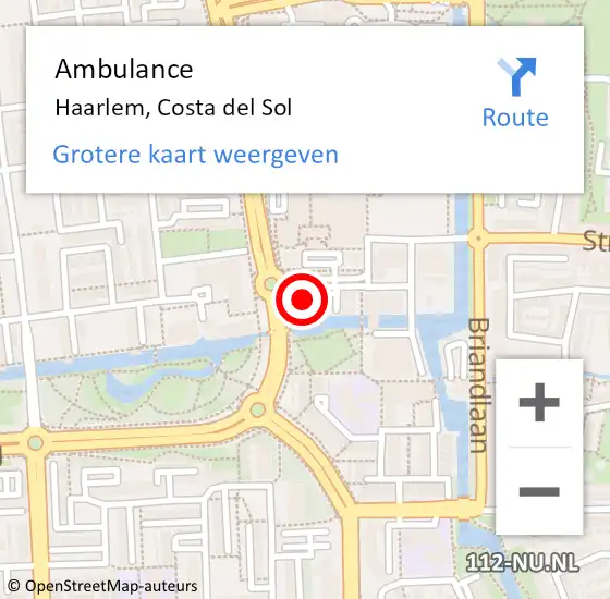 Locatie op kaart van de 112 melding: Ambulance Haarlem, Costa del Sol op 22 november 2023 15:00