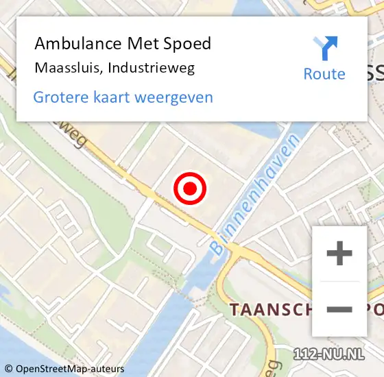 Locatie op kaart van de 112 melding: Ambulance Met Spoed Naar Maassluis, Industrieweg op 22 november 2023 15:04