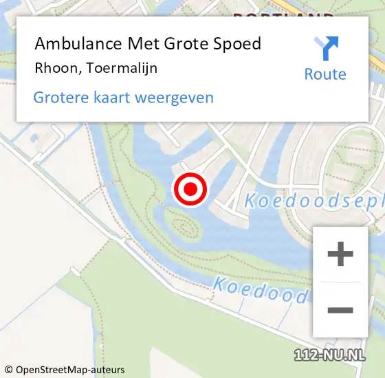 Locatie op kaart van de 112 melding: Ambulance Met Grote Spoed Naar Rhoon, Toermalijn op 22 november 2023 15:07