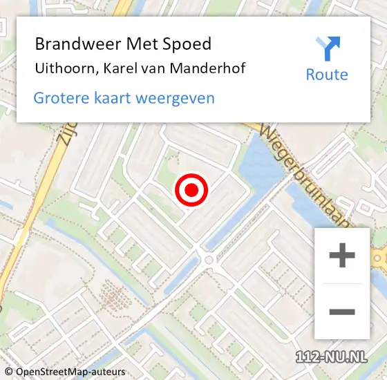 Locatie op kaart van de 112 melding: Brandweer Met Spoed Naar Uithoorn, Karel van Manderhof op 22 november 2023 15:11