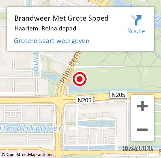 Locatie op kaart van de 112 melding: Brandweer Met Grote Spoed Naar Haarlem, Reinaldapad op 22 november 2023 15:12