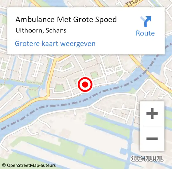 Locatie op kaart van de 112 melding: Ambulance Met Grote Spoed Naar Uithoorn, Schans op 22 november 2023 15:12