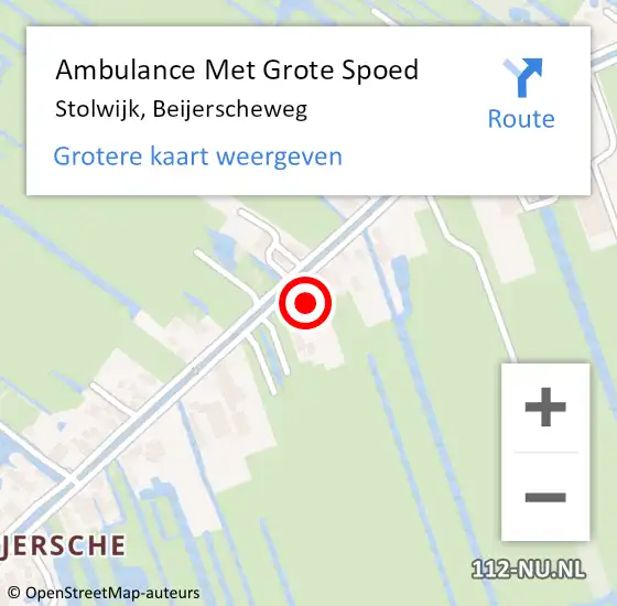 Locatie op kaart van de 112 melding: Ambulance Met Grote Spoed Naar Stolwijk, Beijerscheweg op 22 november 2023 15:24