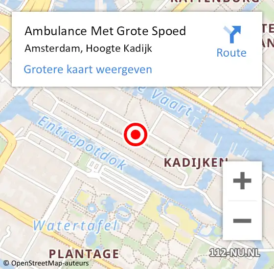 Locatie op kaart van de 112 melding: Ambulance Met Grote Spoed Naar Amsterdam, Hoogte Kadijk op 22 november 2023 15:34