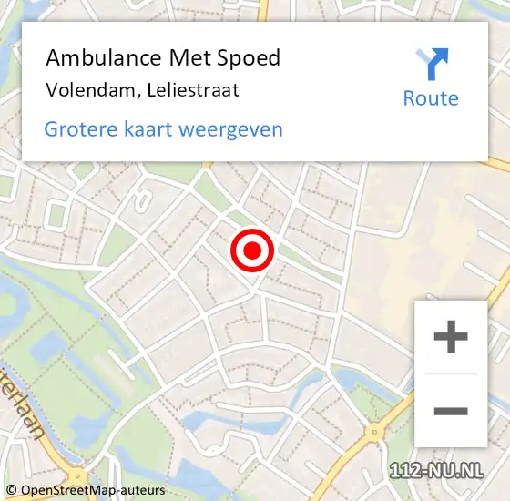 Locatie op kaart van de 112 melding: Ambulance Met Spoed Naar Volendam, Leliestraat op 22 november 2023 16:04