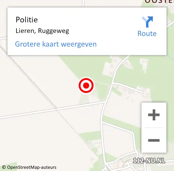 Locatie op kaart van de 112 melding: Politie Lieren, Ruggeweg op 22 november 2023 16:04