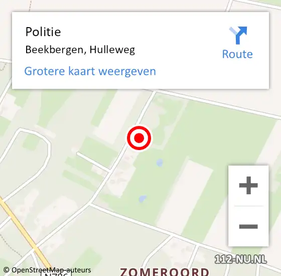Locatie op kaart van de 112 melding: Politie Beekbergen, Hulleweg op 22 november 2023 16:05