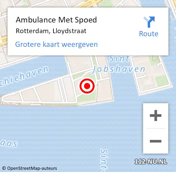 Locatie op kaart van de 112 melding: Ambulance Met Spoed Naar Rotterdam, Lloydstraat op 22 november 2023 16:06