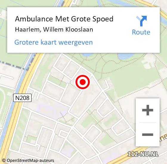 Locatie op kaart van de 112 melding: Ambulance Met Grote Spoed Naar Haarlem, Willem Klooslaan op 22 november 2023 16:21