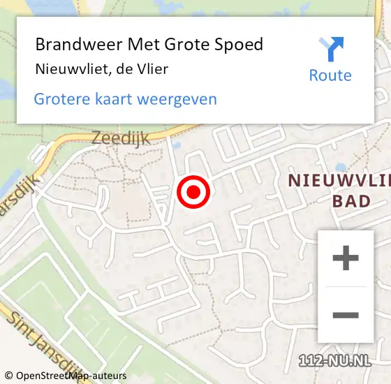 Locatie op kaart van de 112 melding: Brandweer Met Grote Spoed Naar Nieuwvliet, de Vlier op 22 november 2023 16:26