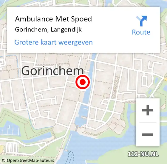 Locatie op kaart van de 112 melding: Ambulance Met Spoed Naar Gorinchem, Langendijk op 22 november 2023 16:28