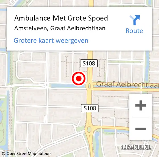 Locatie op kaart van de 112 melding: Ambulance Met Grote Spoed Naar Amstelveen, Graaf Aelbrechtlaan op 22 november 2023 16:31