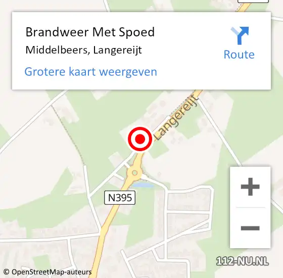 Locatie op kaart van de 112 melding: Brandweer Met Spoed Naar Middelbeers, Langereijt op 22 november 2023 16:42