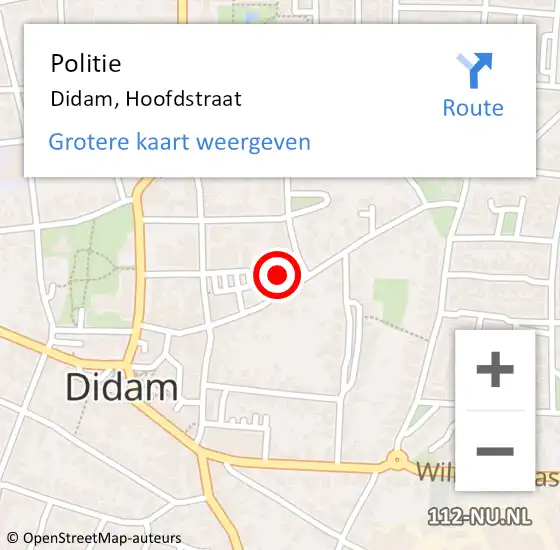 Locatie op kaart van de 112 melding: Politie Didam, Hoofdstraat op 22 november 2023 16:43