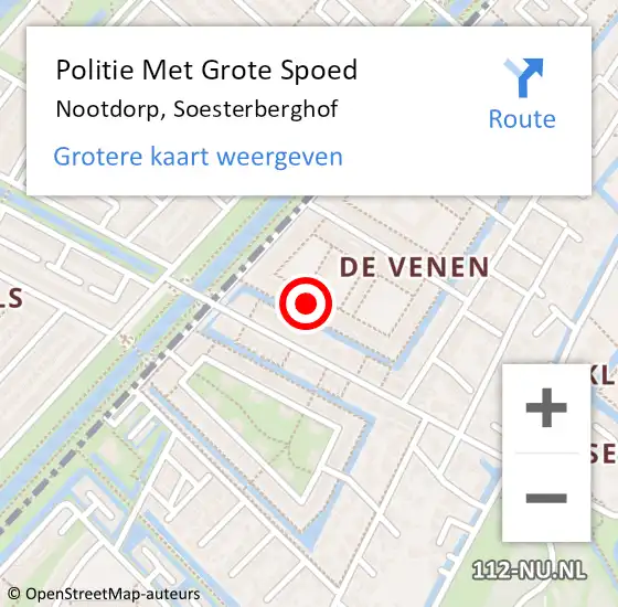 Locatie op kaart van de 112 melding: Politie Met Grote Spoed Naar Nootdorp, Soesterberghof op 22 november 2023 16:49