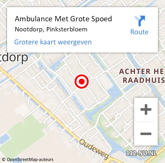 Locatie op kaart van de 112 melding: Ambulance Met Grote Spoed Naar Nootdorp, Pinksterbloem op 22 november 2023 16:52