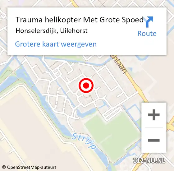 Locatie op kaart van de 112 melding: Trauma helikopter Met Grote Spoed Naar Honselersdijk, Uilehorst op 22 november 2023 16:57