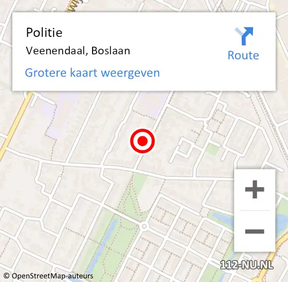 Locatie op kaart van de 112 melding: Politie Veenendaal, Boslaan op 22 november 2023 16:57