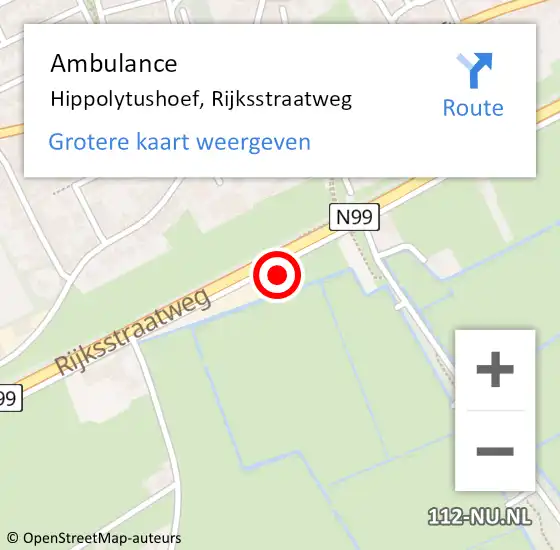 Locatie op kaart van de 112 melding: Ambulance Hippolytushoef, Rijksstraatweg op 22 november 2023 17:02