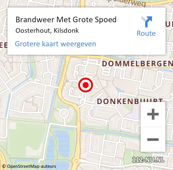 Locatie op kaart van de 112 melding: Brandweer Met Grote Spoed Naar Oosterhout, Kilsdonk op 22 november 2023 17:02