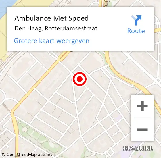 Locatie op kaart van de 112 melding: Ambulance Met Spoed Naar Den Haag, Rotterdamsestraat op 22 november 2023 17:08