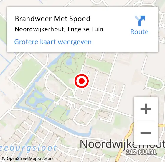 Locatie op kaart van de 112 melding: Brandweer Met Spoed Naar Noordwijkerhout, Engelse Tuin op 22 november 2023 17:13