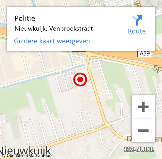 Locatie op kaart van de 112 melding: Politie Nieuwkuijk, Venbroekstraat op 22 november 2023 17:14