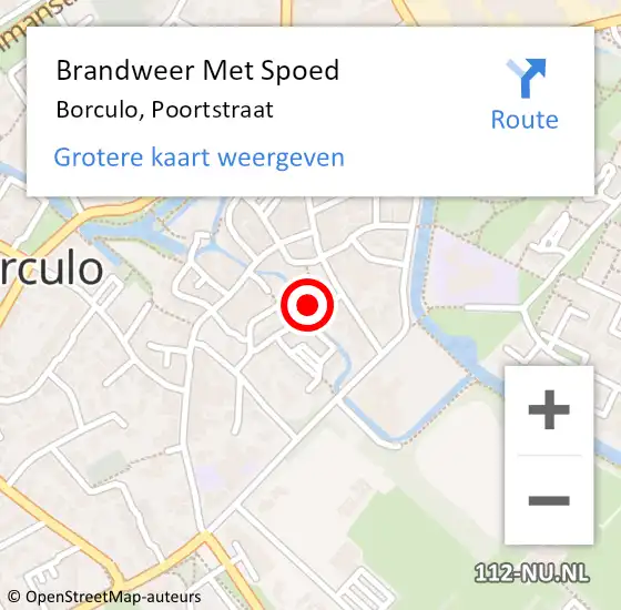 Locatie op kaart van de 112 melding: Brandweer Met Spoed Naar Borculo, Poortstraat op 22 november 2023 17:19