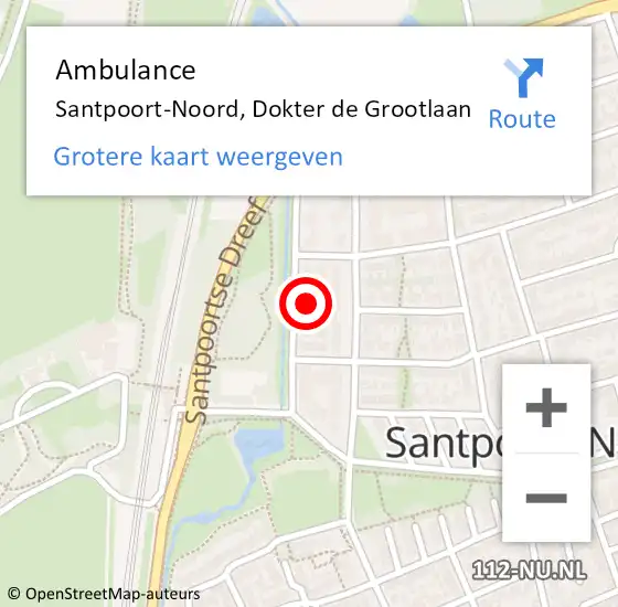 Locatie op kaart van de 112 melding: Ambulance Santpoort-Noord, Dokter de Grootlaan op 22 november 2023 17:20