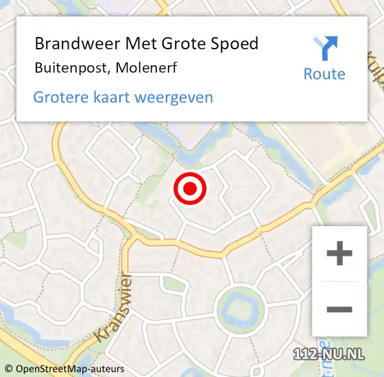 Locatie op kaart van de 112 melding: Brandweer Met Grote Spoed Naar Buitenpost, Molenerf op 22 november 2023 17:31