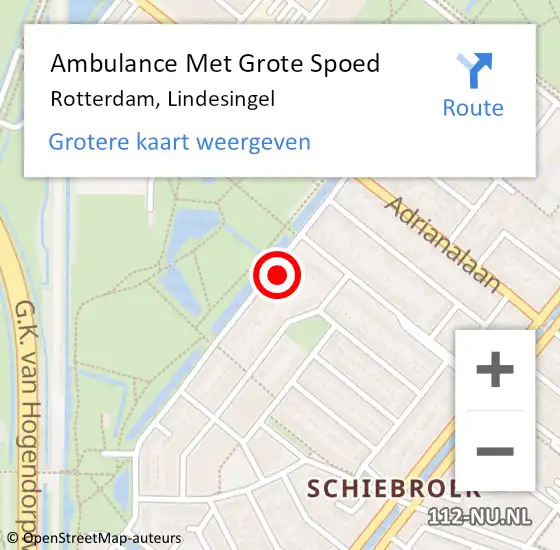 Locatie op kaart van de 112 melding: Ambulance Met Grote Spoed Naar Rotterdam, Lindesingel op 22 november 2023 17:35