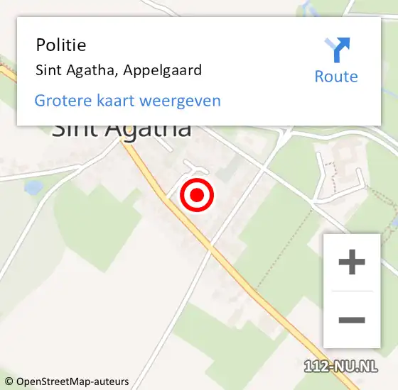 Locatie op kaart van de 112 melding: Politie Sint Agatha, Appelgaard op 22 november 2023 17:40