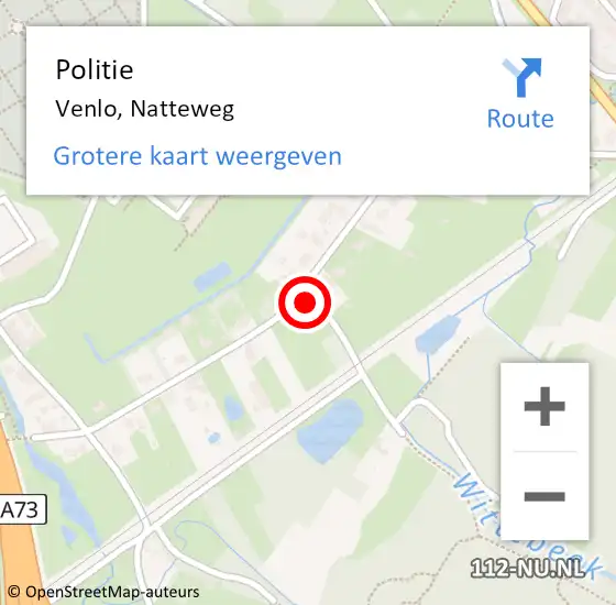 Locatie op kaart van de 112 melding: Politie Venlo, Natteweg op 22 november 2023 17:49