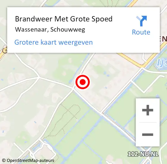 Locatie op kaart van de 112 melding: Brandweer Met Grote Spoed Naar Wassenaar, Schouwweg op 22 november 2023 17:50