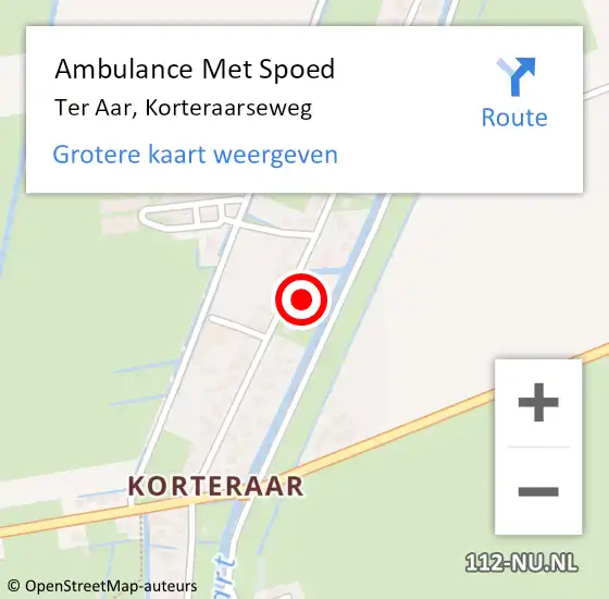 Locatie op kaart van de 112 melding: Ambulance Met Spoed Naar Ter Aar, Korteraarseweg op 22 november 2023 17:56