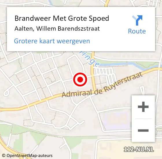 Locatie op kaart van de 112 melding: Brandweer Met Grote Spoed Naar Aalten, Willem Barendszstraat op 22 november 2023 17:58