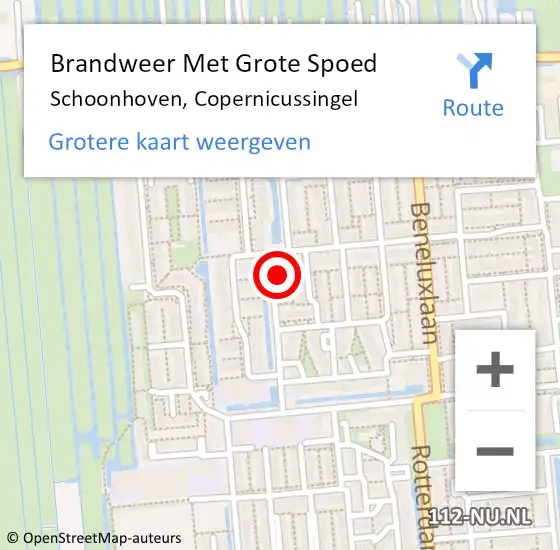 Locatie op kaart van de 112 melding: Brandweer Met Grote Spoed Naar Schoonhoven, Copernicussingel op 22 november 2023 18:01