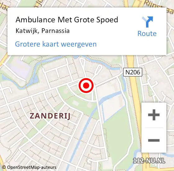 Locatie op kaart van de 112 melding: Ambulance Met Grote Spoed Naar Katwijk, Parnassia op 22 november 2023 18:25