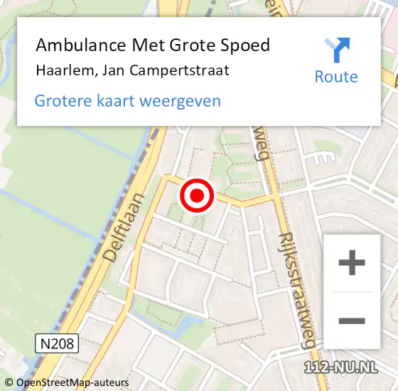 Locatie op kaart van de 112 melding: Ambulance Met Grote Spoed Naar Haarlem, Jan Campertstraat op 22 november 2023 18:30