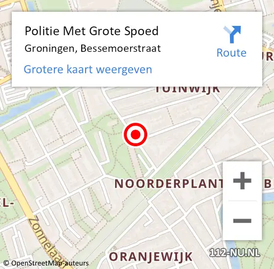 Locatie op kaart van de 112 melding: Politie Met Grote Spoed Naar Groningen, Bessemoerstraat op 22 november 2023 18:31