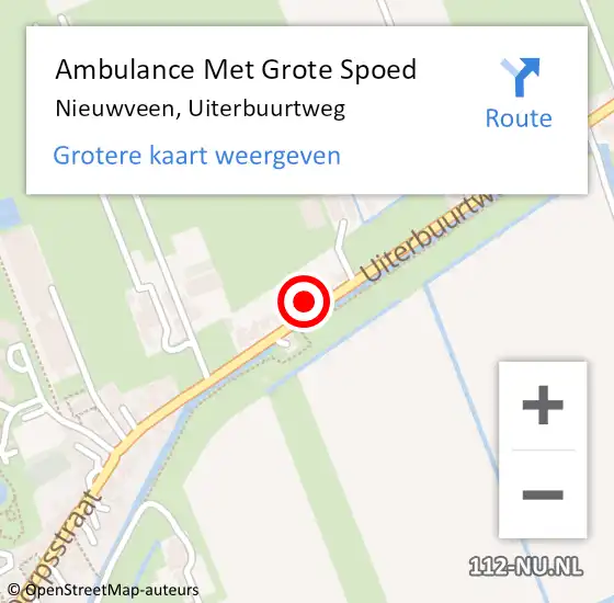 Locatie op kaart van de 112 melding: Ambulance Met Grote Spoed Naar Nieuwveen, Uiterbuurtweg op 22 november 2023 18:43