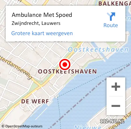 Locatie op kaart van de 112 melding: Ambulance Met Spoed Naar Zwijndrecht, Lauwers op 22 november 2023 18:52