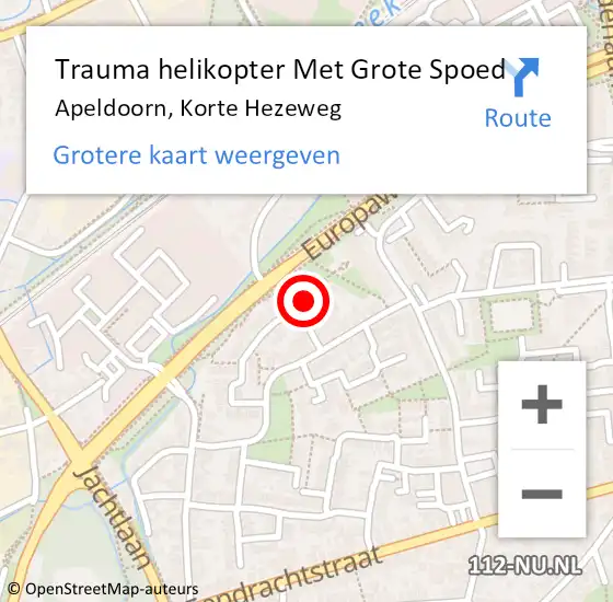 Locatie op kaart van de 112 melding: Trauma helikopter Met Grote Spoed Naar Apeldoorn, Korte Hezeweg op 22 november 2023 18:59