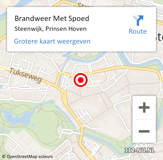 Locatie op kaart van de 112 melding: Brandweer Met Spoed Naar Steenwijk, Prinsen Hoven op 22 november 2023 19:12