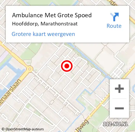 Locatie op kaart van de 112 melding: Ambulance Met Grote Spoed Naar Hoofddorp, Marathonstraat op 22 november 2023 20:42