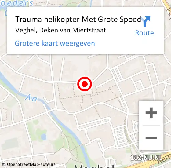 Locatie op kaart van de 112 melding: Trauma helikopter Met Grote Spoed Naar Veghel, Deken van Miertstraat op 22 november 2023 20:43